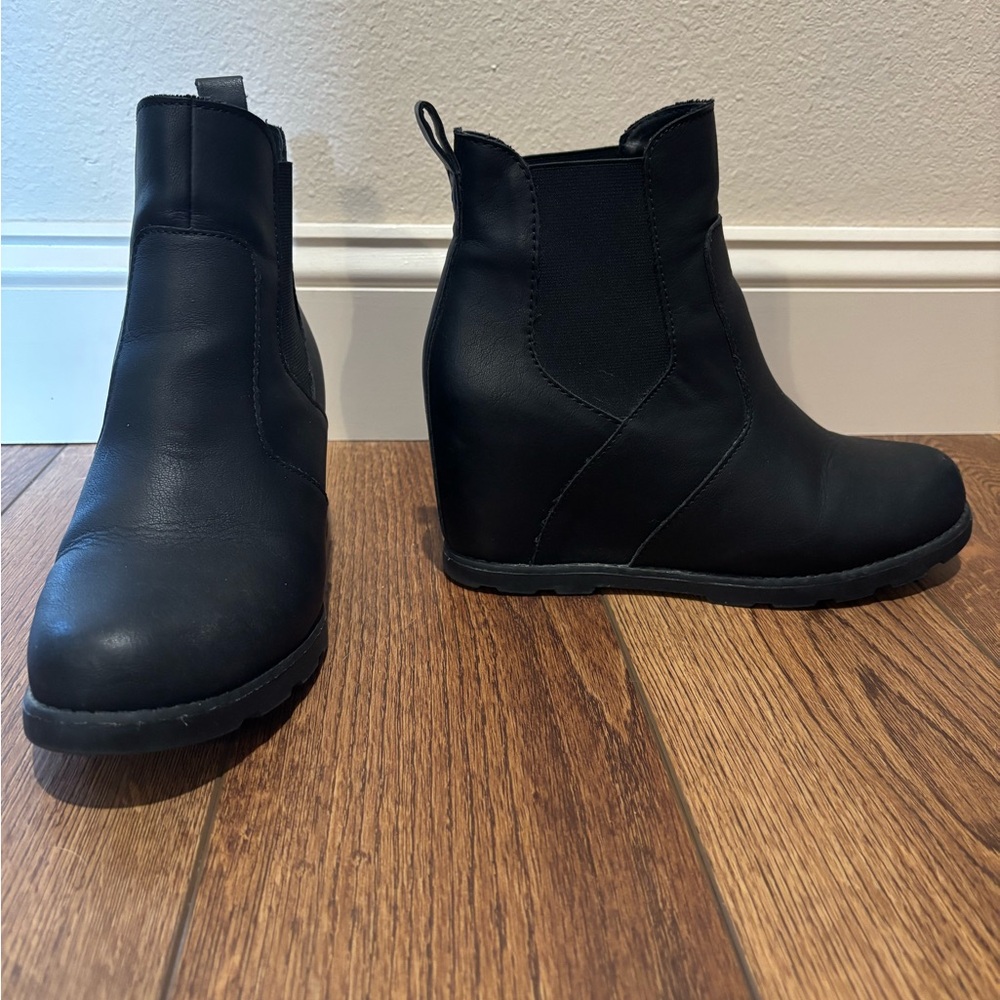 Black Wedge Ankle Boots